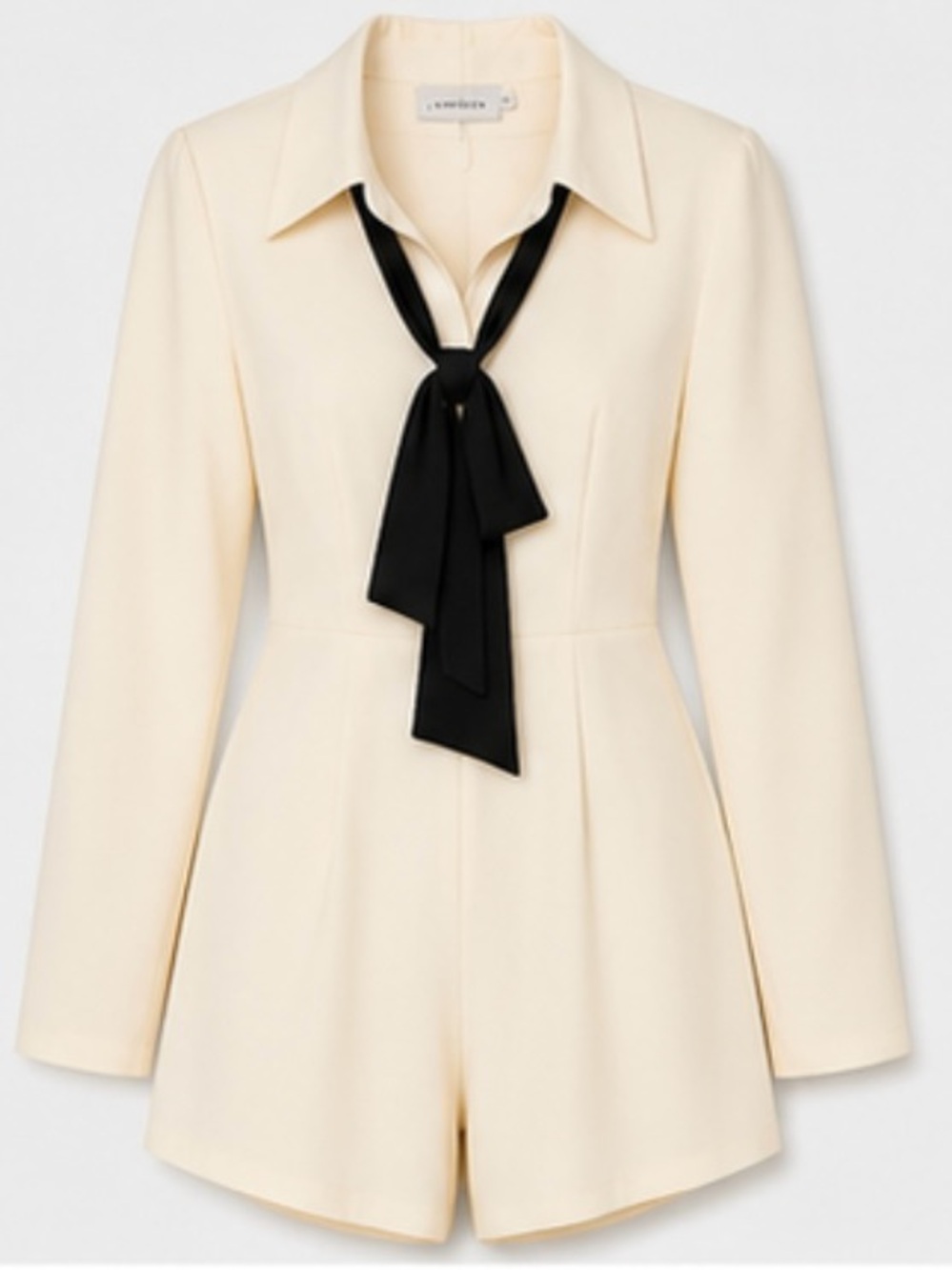 Lioness Cream Long-Sleeve Romper with Black Tie NWT - Picture 4 of 5
